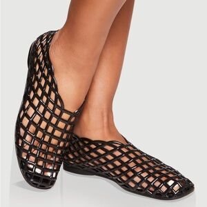 Women’s Black Open-Weave Flats